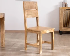 Outlet Lot de 2 chaises de repas en manguier brut 