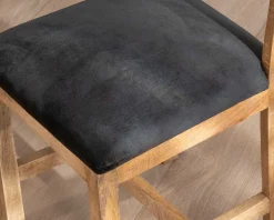 Hot Lot de 2 chaises de repas en manguier brut "Manoha" assise tissu rembourré Chaise