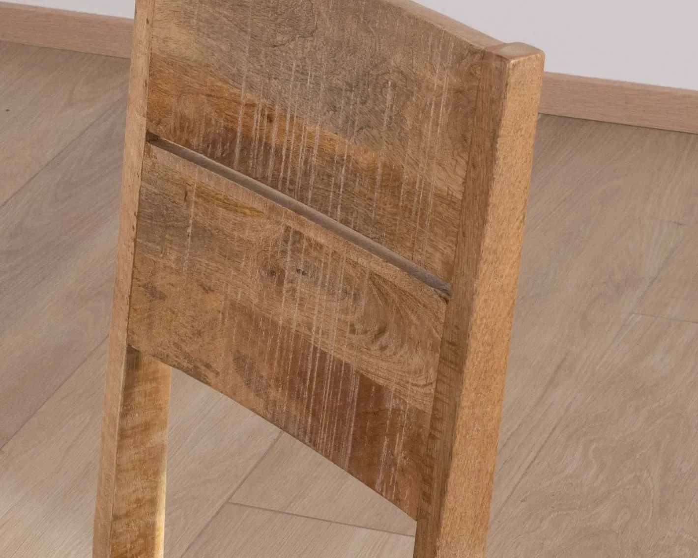 Hot Lot de 2 chaises de repas en manguier brut "Manoha" assise tissu rembourré Chaise
