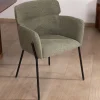 Discount Lot de 2 chaises de repas en tissu kaki et pieds métal "Riméno" Chaise