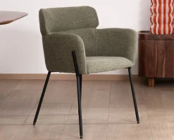 Discount Lot de 2 chaises de repas en tissu kaki et pieds métal