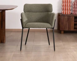 Discount Lot de 2 chaises de repas en tissu kaki et pieds métal