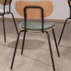 Sale Lot de 4 chaises de repas en tissu vert "Lino" style rétro Chaise