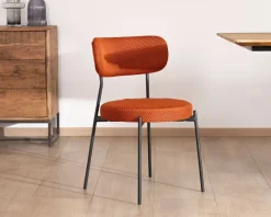 Hot Lot de 2 chaises de repas en tissu terracotta et pieds métal style rétro "Lato" Chaise