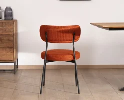 Hot Lot de 2 chaises de repas en tissu terracotta et pieds métal style rétro 