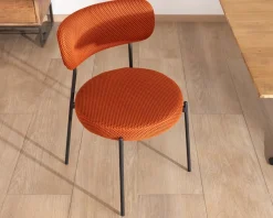 Hot Lot de 2 chaises de repas en tissu terracotta et pieds métal style rétro 