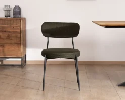 Hot Lot de 2 chaises de repas en tissu vert olive et pieds métal design minimaliste 