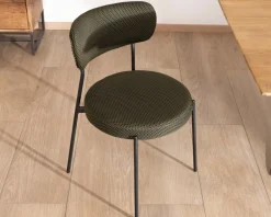 Hot Lot de 2 chaises de repas en tissu vert olive et pieds métal design minimaliste 