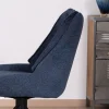 Sale Lot de 2 chaises de repas en tissu bleu nuit "Webber" assise design et pied 4 branches pivotant en métal Chaise