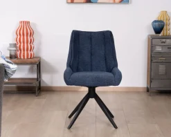 Sale Lot de 2 chaises de repas en tissu bleu nuit