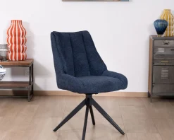 Sale Lot de 2 chaises de repas en tissu bleu nuit