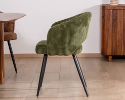 Best Lot de 2 chaises de repas en velours côtelé kaki et pieds métal 