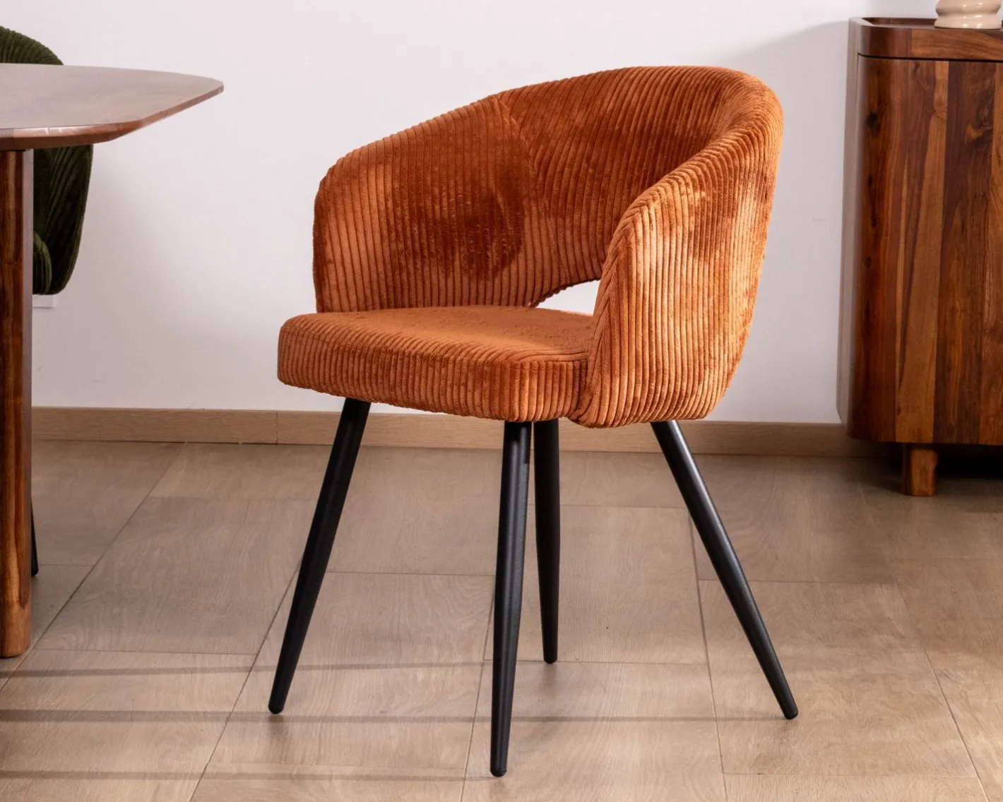 New Lot de 2 chaises de repas en velours rouille et pieds métal "Sonate" Chaise
