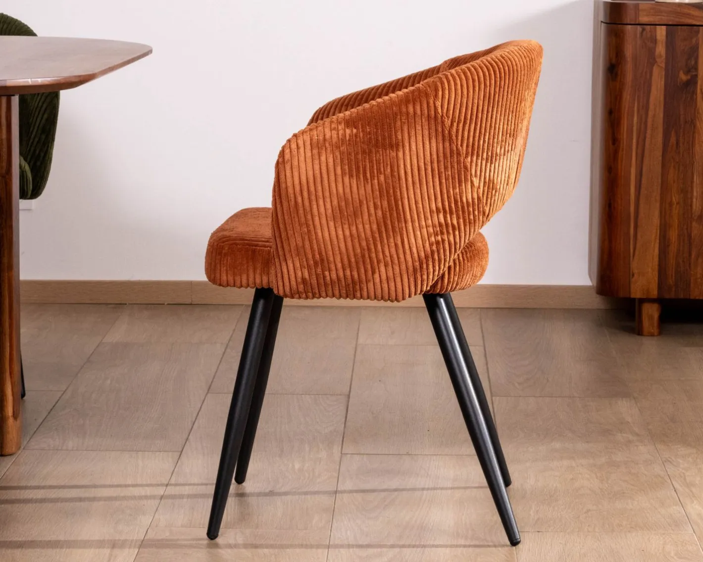 New Lot de 2 chaises de repas en velours rouille et pieds métal "Sonate" Chaise