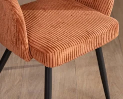 New Lot de 2 chaises de repas en velours rouille et pieds métal