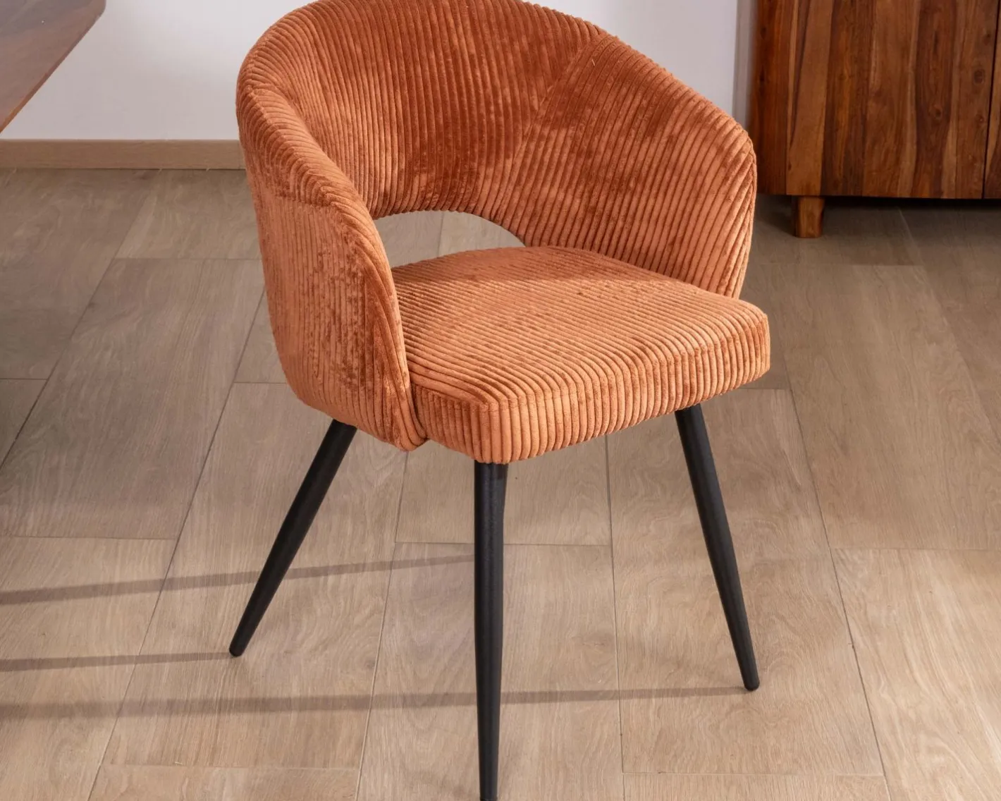 New Lot de 2 chaises de repas en velours rouille et pieds métal "Sonate" Chaise