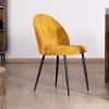 Clearance Lot de 4 chaises de repas en velours moutarde et pieds en métal noir "Bellot" esprit vintage Chaise