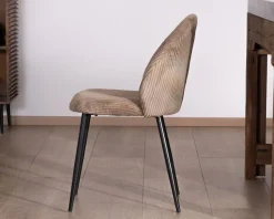 Lot de 4 chaises de repas en velours côtelé taupe esprit vintage "Bellot" Chaise