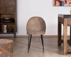 Lot de 4 chaises de repas en velours côtelé taupe esprit vintage