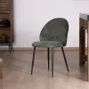 Clearance Lot de 4 chaises de repas en velours vert sauge foncé "Bellot" esprit vintage Chaise
