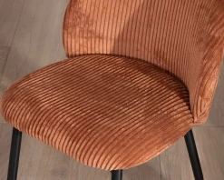 Lot de 4 chaises de repas en velours côtelé rouille