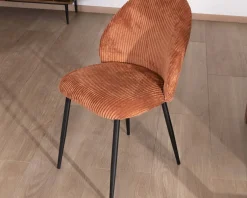 Lot de 4 chaises de repas en velours côtelé rouille
