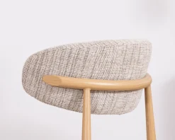 New Lot de 2 chaises de repas esprit rétro en tissu beige tramé marron