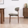 New Lot de 2 chaises de repas esprit rétro en tissu tramé kaki "Arpège" pieds aspect noyer Chaise