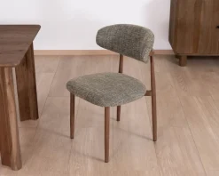 New Lot de 2 chaises de repas esprit rétro en tissu tramé kaki 