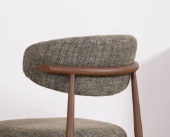 New Lot de 2 chaises de repas esprit rétro en tissu tramé kaki 