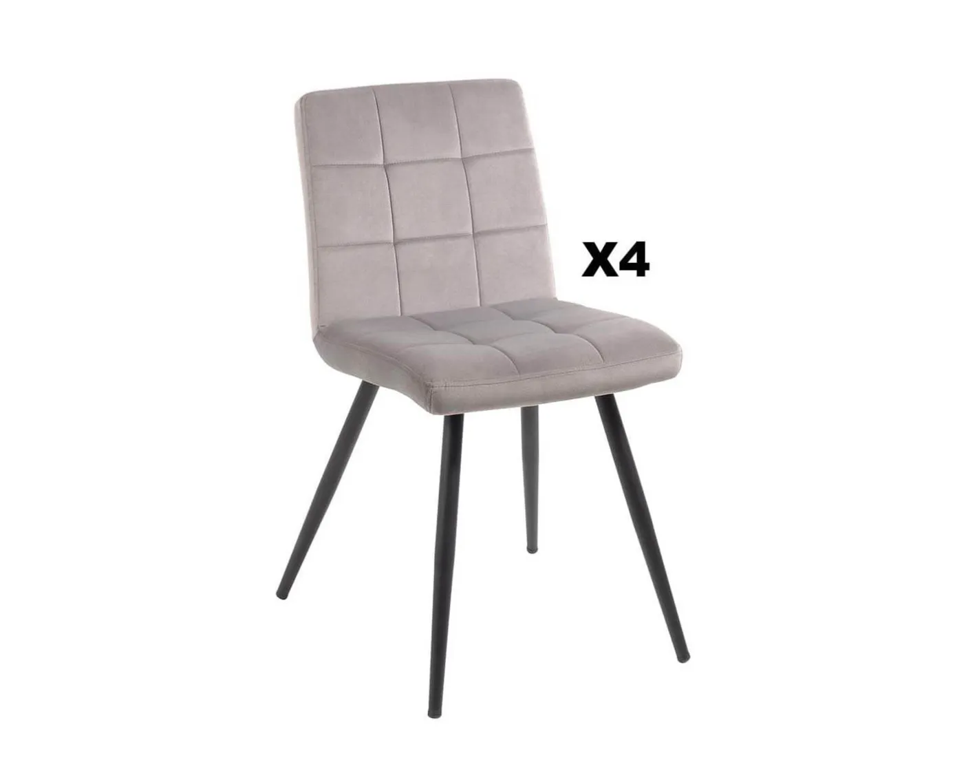 Best Lot de 4 chaises de repas grises et noires "Sando" tissu et métal Chaise