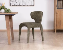 Discount Lot de 2 chaises de repas habillage intégral esprit design “Milano” en tissu chiné vert kaki Chaise
