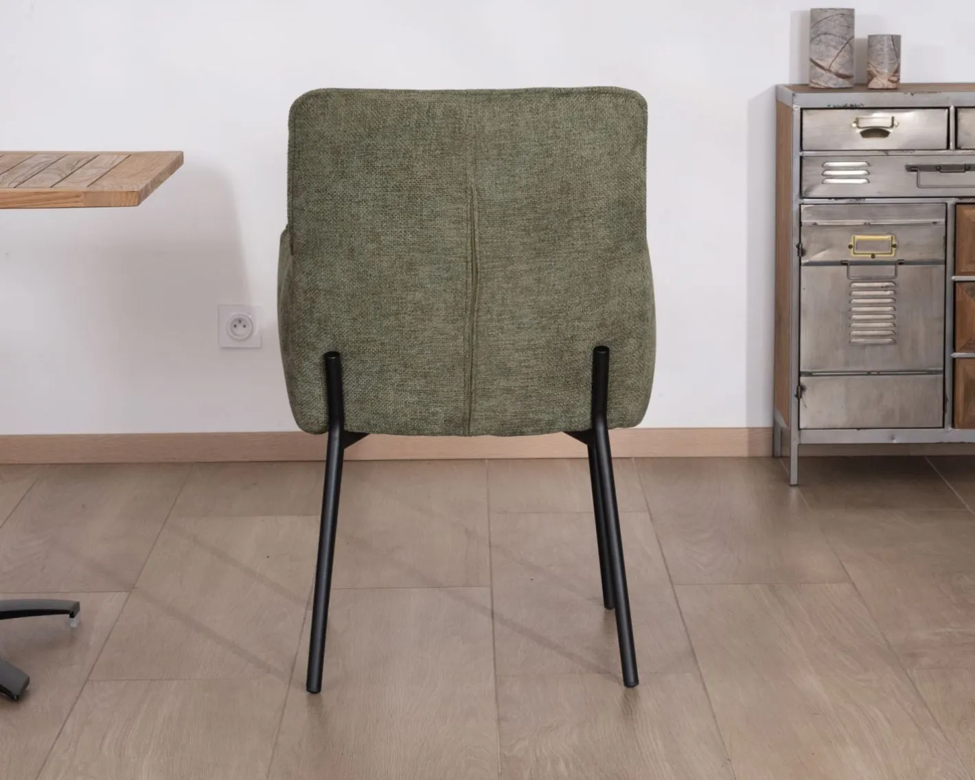 Sale Lot de 2 chaises de repas look rétro "Lokka" bi-matière vert Chaise