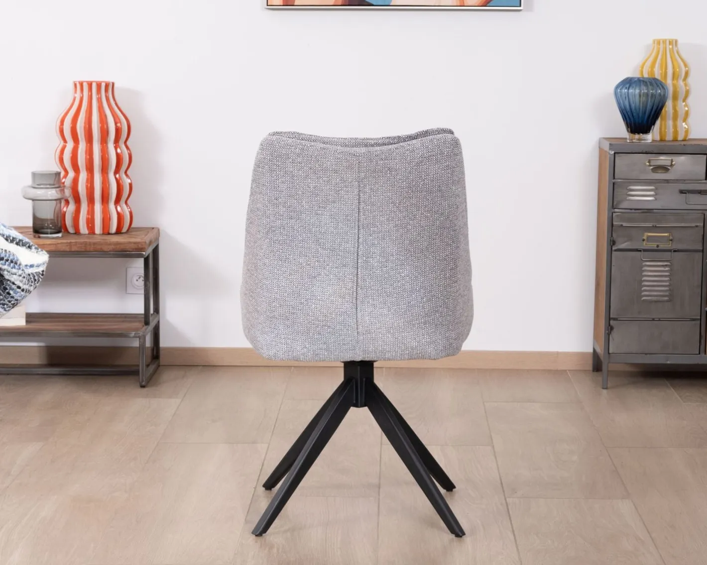 Discount Lot de 2 chaises de repas pivotantes en tissu gris "Webber" Chaise