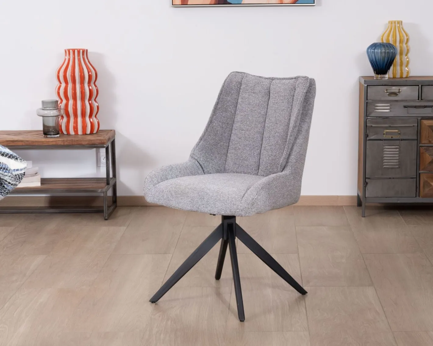 Discount Lot de 2 chaises de repas pivotantes en tissu gris "Webber" Chaise