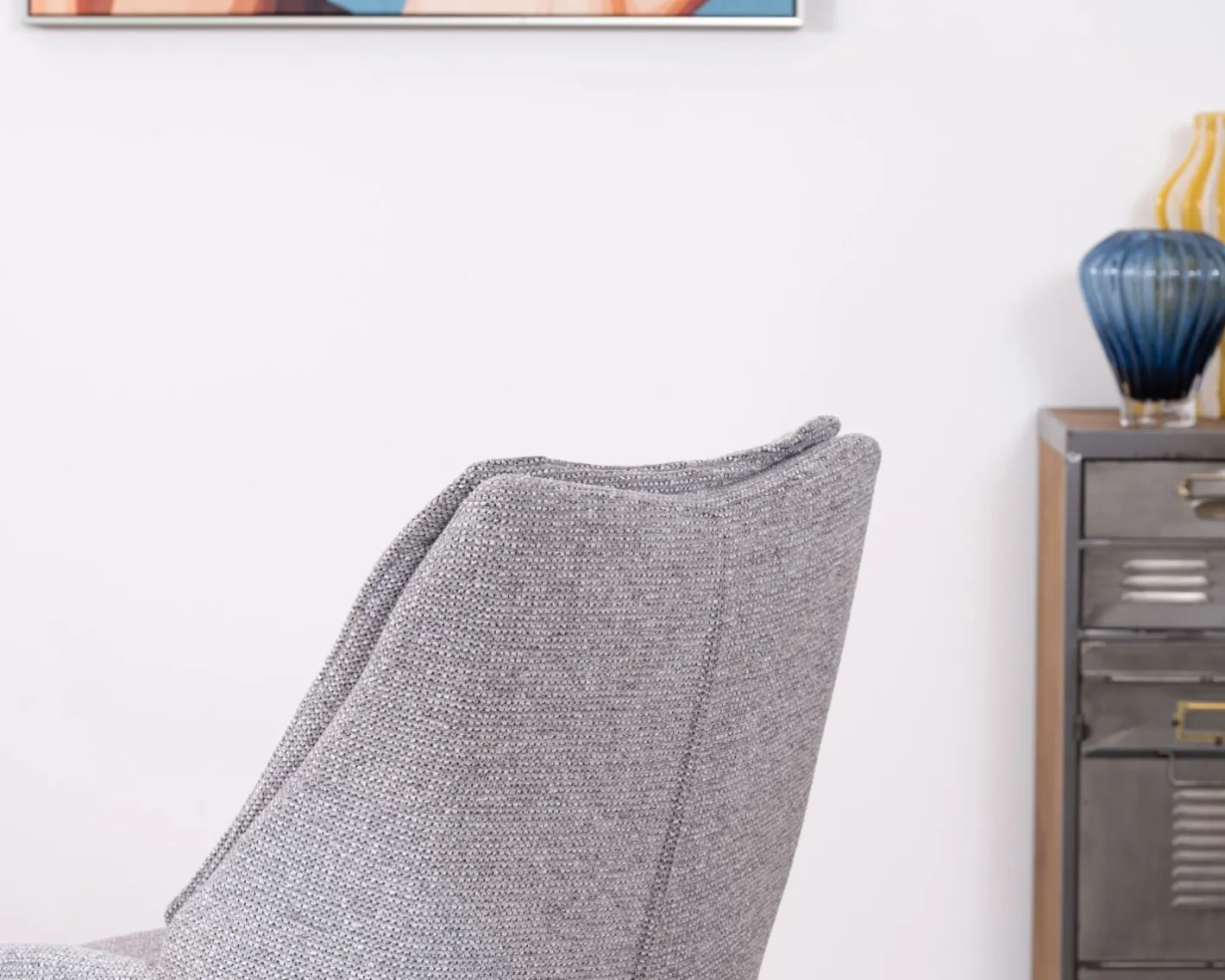Discount Lot de 2 chaises de repas pivotantes en tissu gris "Webber" Chaise