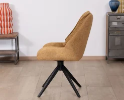 Lot de 2 chaises de repas pivotantes et matelassée en tissu moutarde "Webber" Chaise