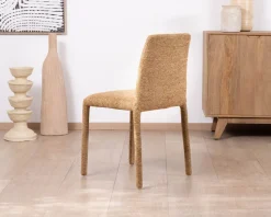 Discount Lot de 4 chaises de repas revêtement intégral en tissu jaune doré “Otto” esprit design Chaise