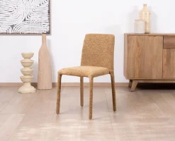 Discount Lot de 4 chaises de repas revêtement intégral en tissu jaune doré “Otto” esprit design Chaise