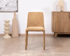 Discount Lot de 4 chaises de repas revêtement intégral en tissu jaune doré “Otto” esprit design Chaise