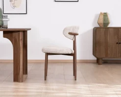 Hot Lot de 2 chaises de repas rétro en tissu tramé beige et marron