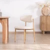 Outlet Lot de 2 chaises de repas scandinaves en tissu tramé blanc cassé "Arpège" pieds métal aspect bois clair Chaise
