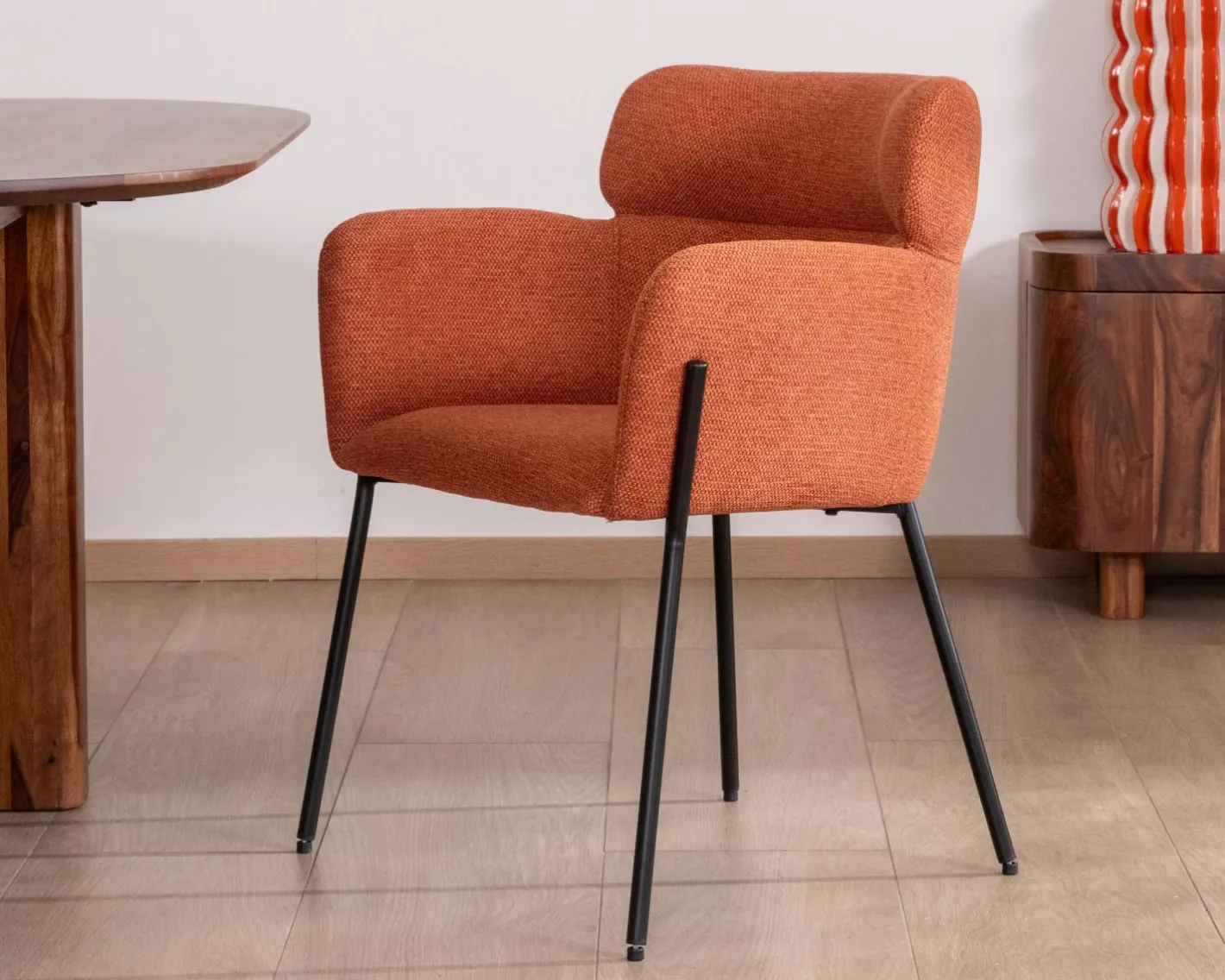 Clearance Lot de 2 chaises de repas terracotta et pieds métal style vintage "Riméno" Chaise