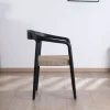Clearance Lot de 2 chaises design en bois noir et assise jute tressée "Vogue" Chaise