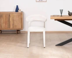 Best Lot de 2 chaises design et confortables en tissu bouclettes blanc 