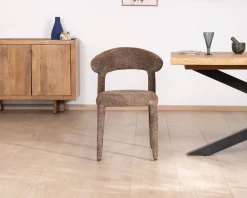 Sale Lot de 2 chaises design recouvrement intégral en tissu bouclettes marron "Amarello" Chaise
