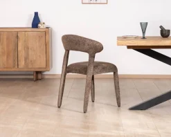 Sale Lot de 2 chaises design recouvrement intégral en tissu bouclettes marron