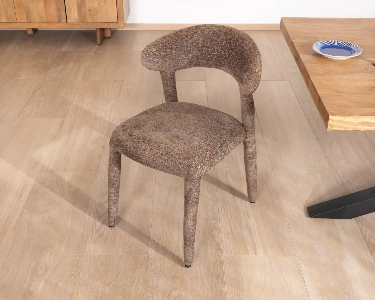 Sale Lot de 2 chaises design recouvrement intégral en tissu bouclettes marron "Amarello" Chaise