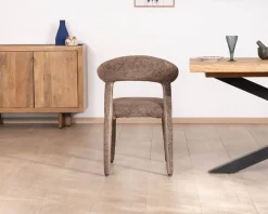 Sale Lot de 2 chaises design recouvrement intégral en tissu bouclettes marron