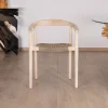 Hot Lot de 4 chaises en teck naturel et assise tressée "Tiska" Chaise